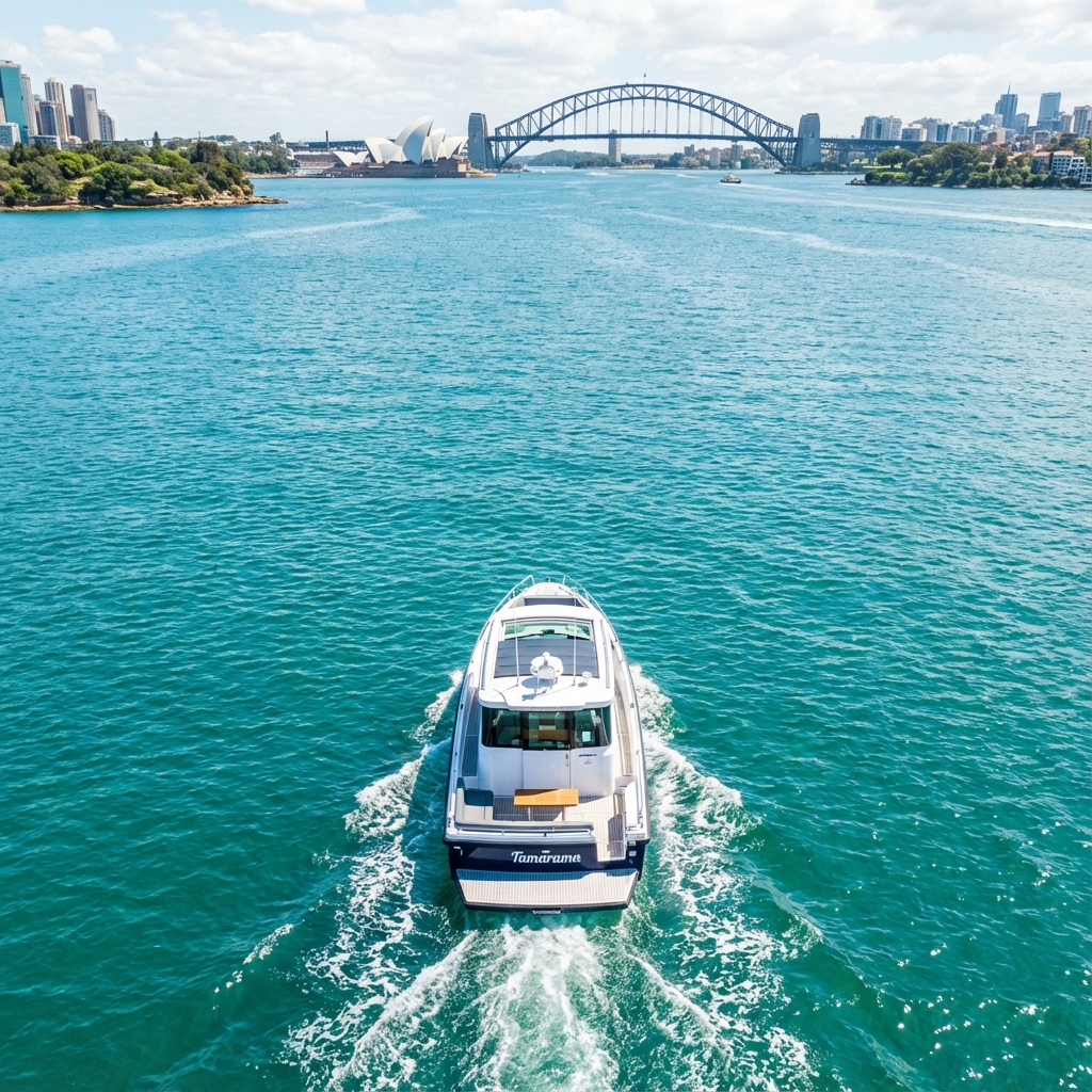 Tamarama yacht aerial view